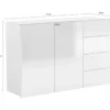 Credenza Mobile Bianco Lucido con 4 Cassetti e 2 Ante Madia Moderna