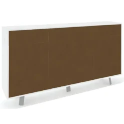 Credenza Moderna 164x41x92 cm 3 Ante 3 Cassetti Bianca e Ruggine