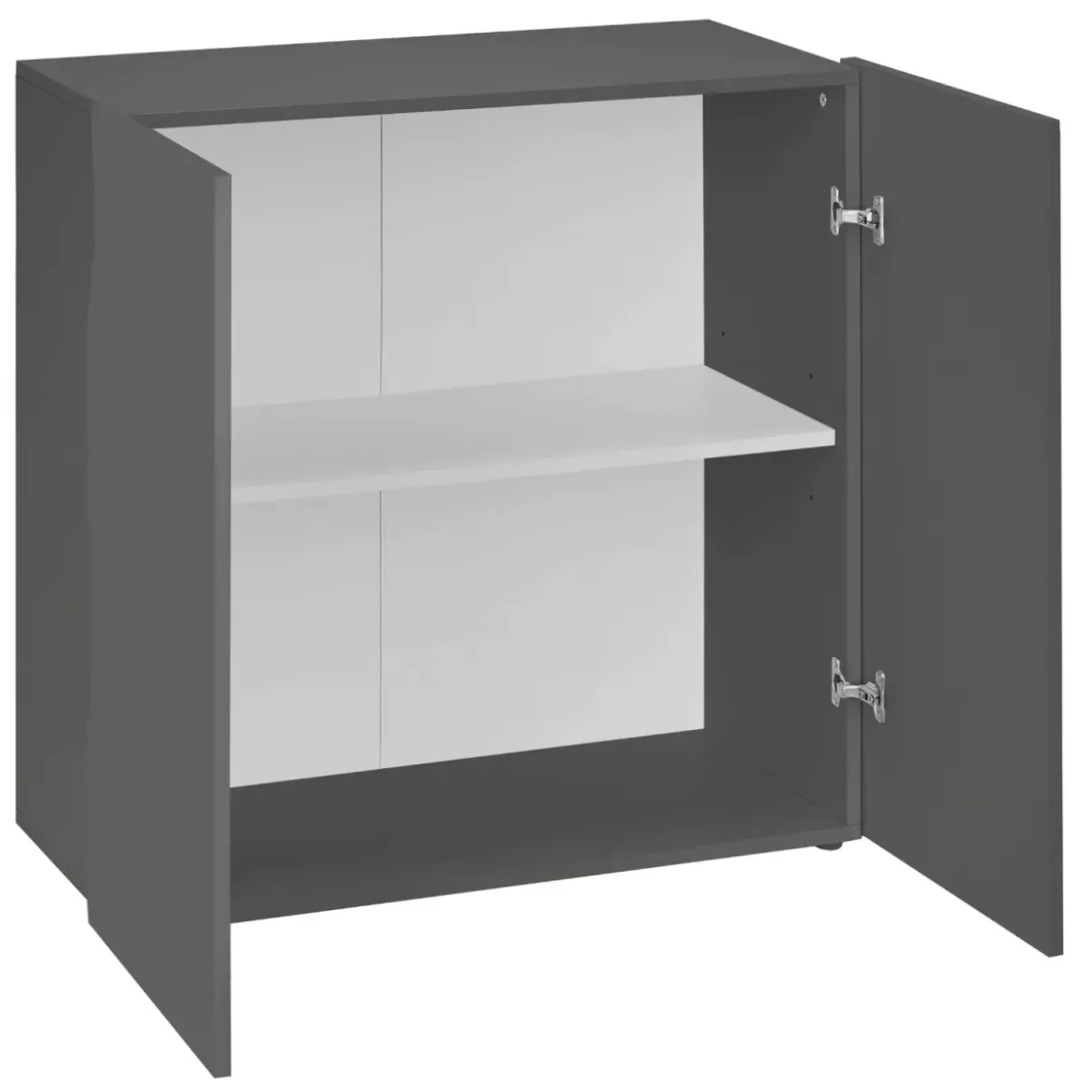 Credenza Multiuso 2 Ante Battenti Mensola Antracite Madia in Legno