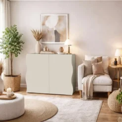 Credenza Multiuso 2 Ante Battenti Beige Cachemire Madia in Legno