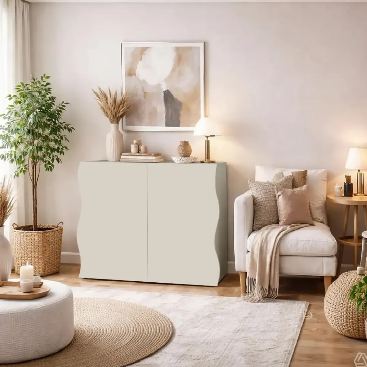 Credenza Multiuso 2 Ante Battenti Beige Cachemire Madia in Legno