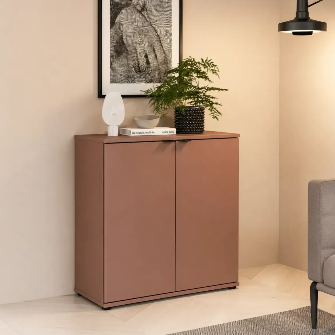 Credenza Multiuso 2 Ante Terracotta Madia per Soggiorno Salvaspazio