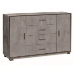 Credenza Nero Grigio 2 Ante 4 Cassetti Madia Mobile Contenitore Salotto