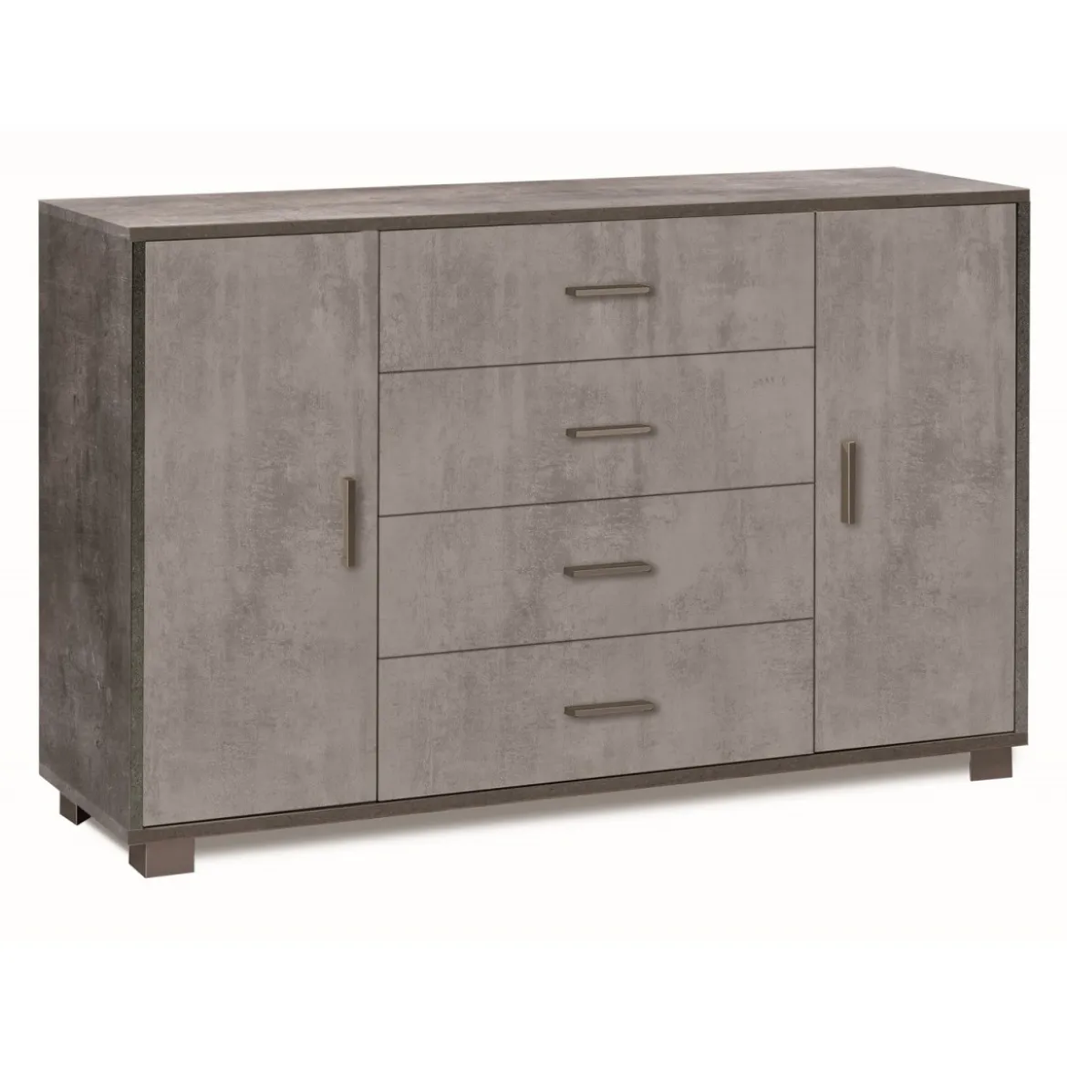 Credenza Nero Grigio 2 Ante 4 Cassetti Madia Mobile Contenitore Salotto