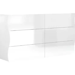 Credenza Orizzontale con 6 Cassetti Bianco Lucido per Soggiorno Madia