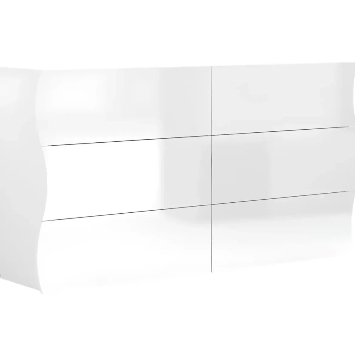 Credenza Orizzontale con 6 Cassetti Bianco Lucido per Soggiorno Madia
