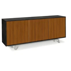 Credenza Soggiorno 3 Ante Push-Pull 177x41x74 cm Nero e Rovere