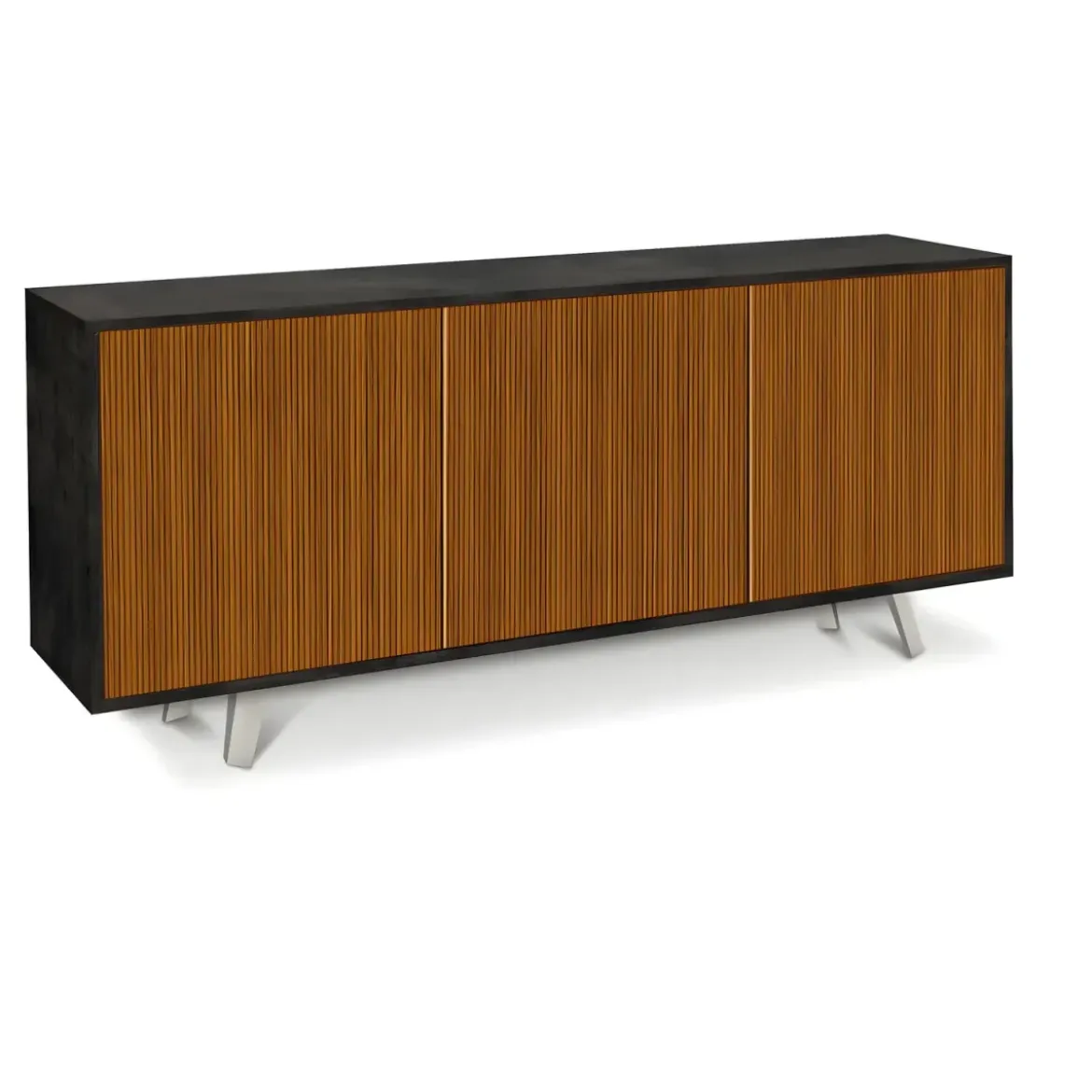 Credenza Soggiorno 3 Ante Push-Pull 177x41x74 cm Nero e Rovere