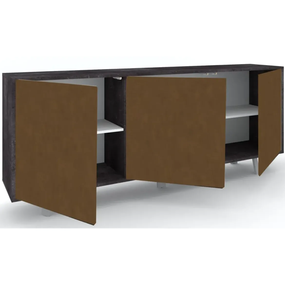 Credenza Soggiorno 3 Ante Push-Pull 177x41x74 cm Nero e Ruggine
