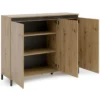 Credenza Soggiorno 3 Ante 138x110 cm Rovere Moderna