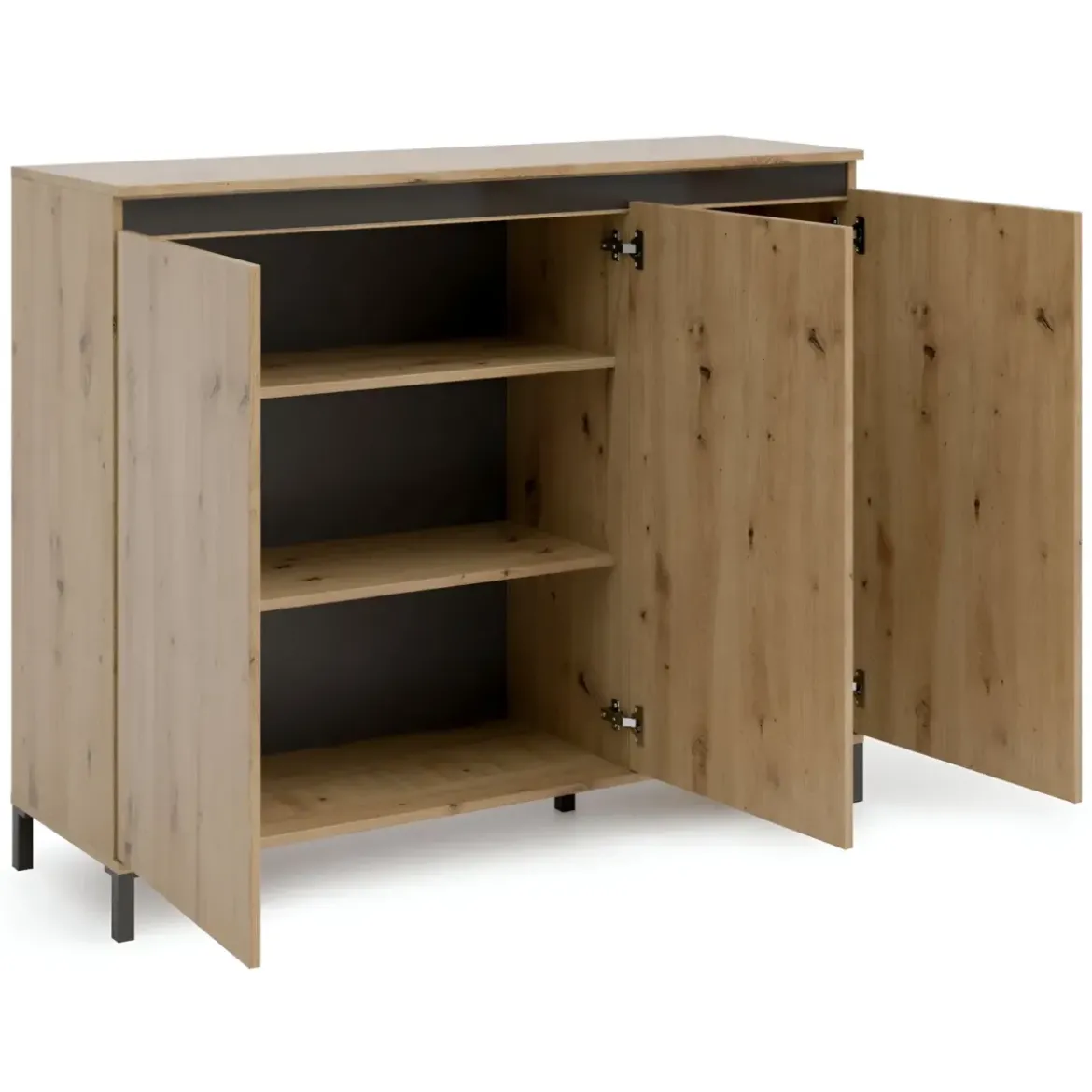 Credenza Soggiorno 3 Ante 138x110 cm Rovere Moderna