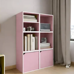 Cubo Contenitore Libreria 35x29x35 cm Legno MDF Rosa Modulare