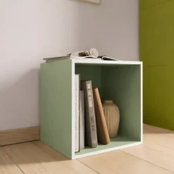 Cubo Contenitore Libreria 35x29x35 cm Legno MDF Verde Modulare