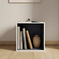 Cubo Contenitore Libreria 35x29x35 cm Legno MDF Grigio Ardesia Modulare