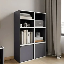 Cubo Contenitore Libreria 35x29x35 cm Legno MDF Grigio Ardesia Modulare