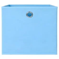 Cubo Portaoggetti Pieghevole 27x27x28 cm Salvaspazio Tessuto Azzurro