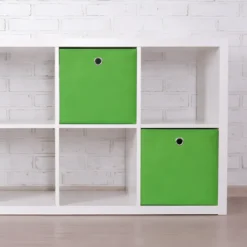 Cubo Portaoggetti Pieghevole 27x27x28 cm Salvaspazio Tessuto Verde