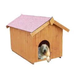 Cuccia per Cane Taglia Piccola in Legno Tetto con Pavimento Interno da Esterno
