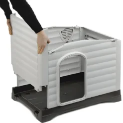 Cuccia per Cani 73x59x53 cm per esterni con parete apribile