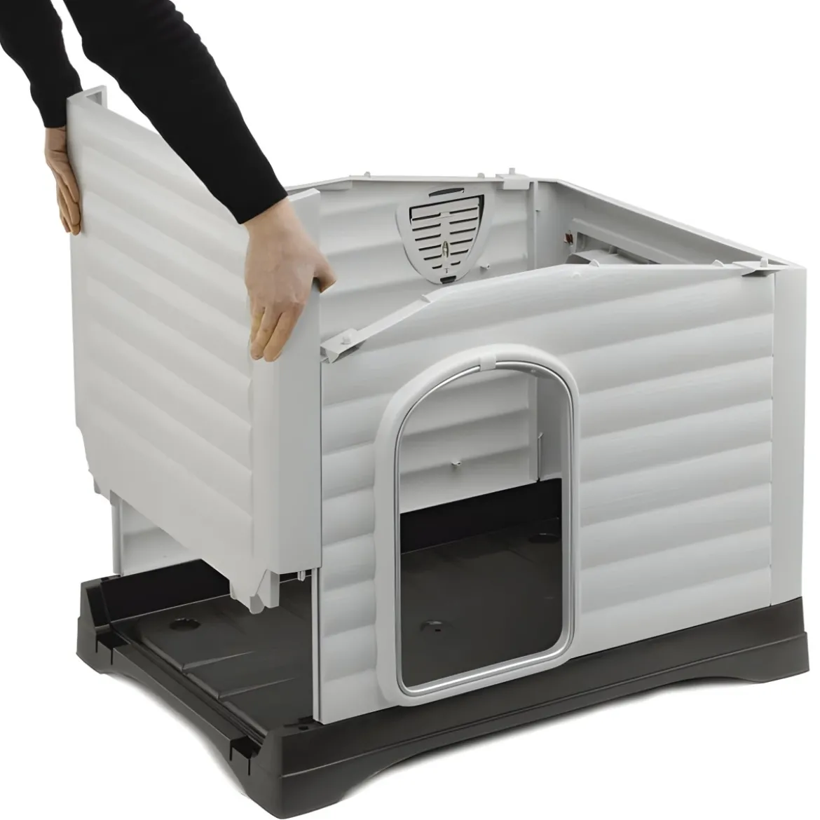 Cuccia per Cani 73x59x53 cm per esterni con parete apribile