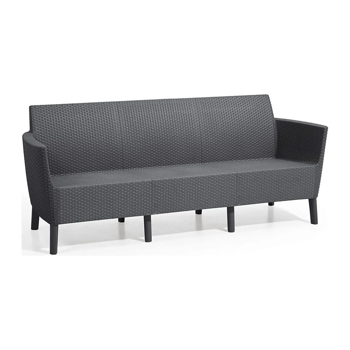 Divano da Esterno 3 Posti Rattan Grafite con Cuscini Grigio Chiaro