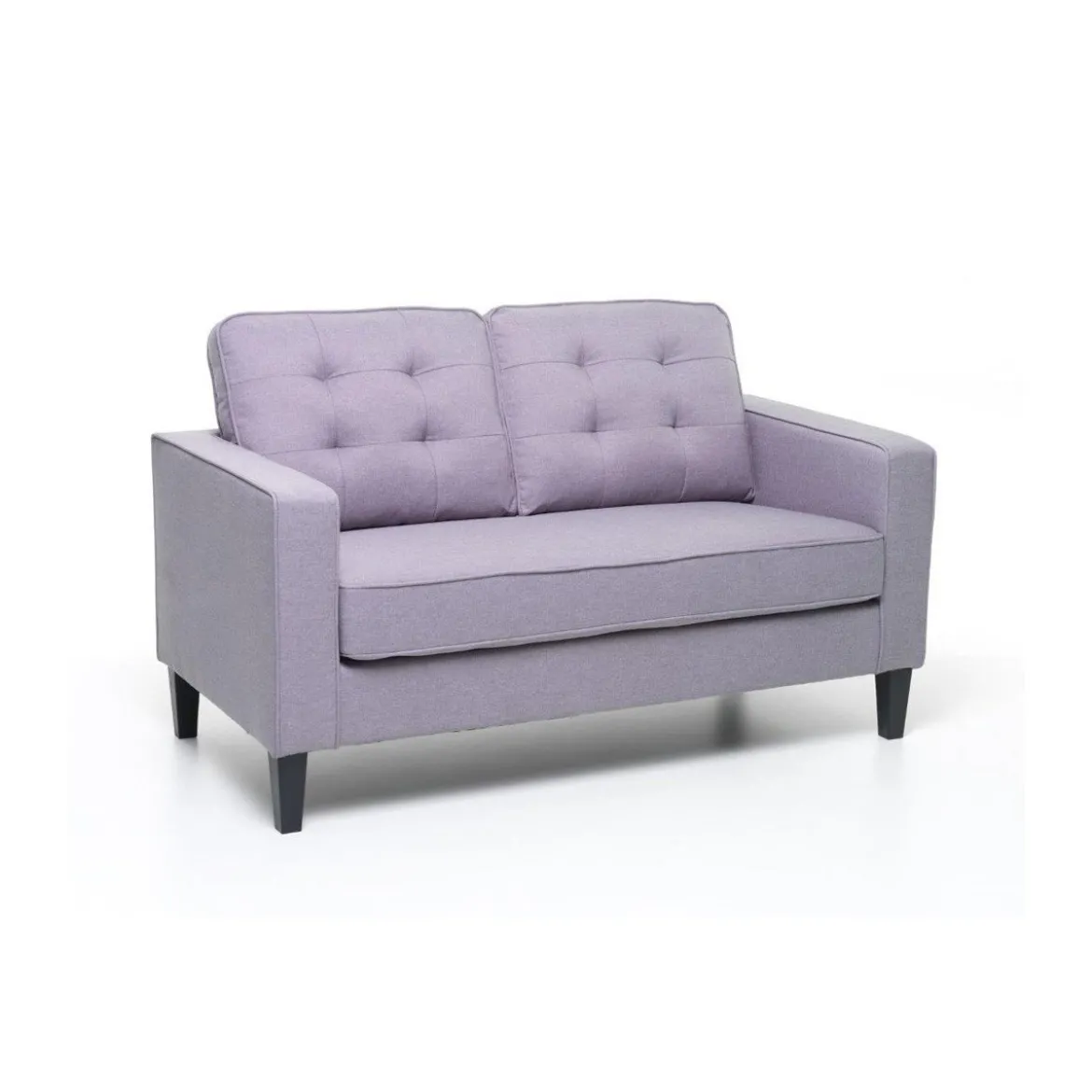 Divano Due Posti in Tessuto Grigio da Salotto Design Economico Cuscini