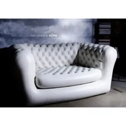 Divano Gonfiabile 2 Posti in PVC Bianco Arredo Interno Esterno Valvole
