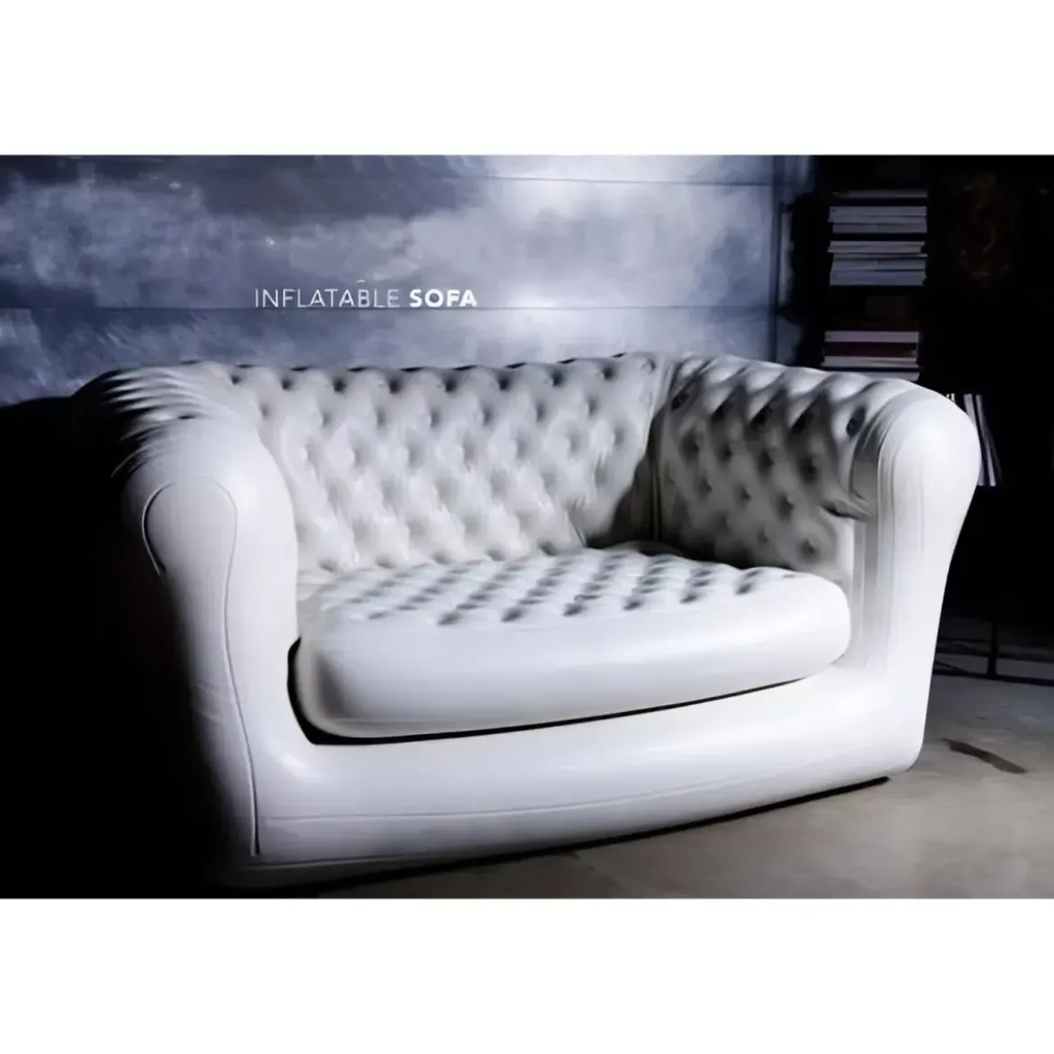 Divano Gonfiabile 2 Posti in PVC Bianco Arredo Interno Esterno Valvole