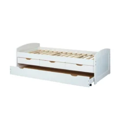 Divano Letto Bianco Letti Singoli a Doghe 90x200 Cassetti Contenitore Estraibile