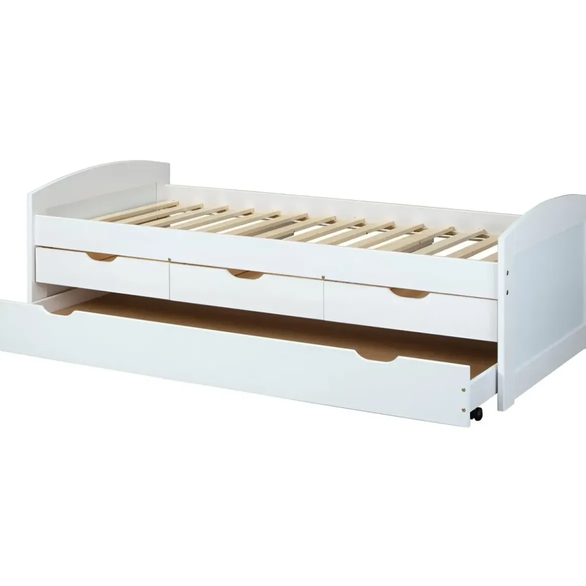 Divano Letto 2 Letti Singoli a Doghe 90x190 con Cassetti Contenitore Estraibile