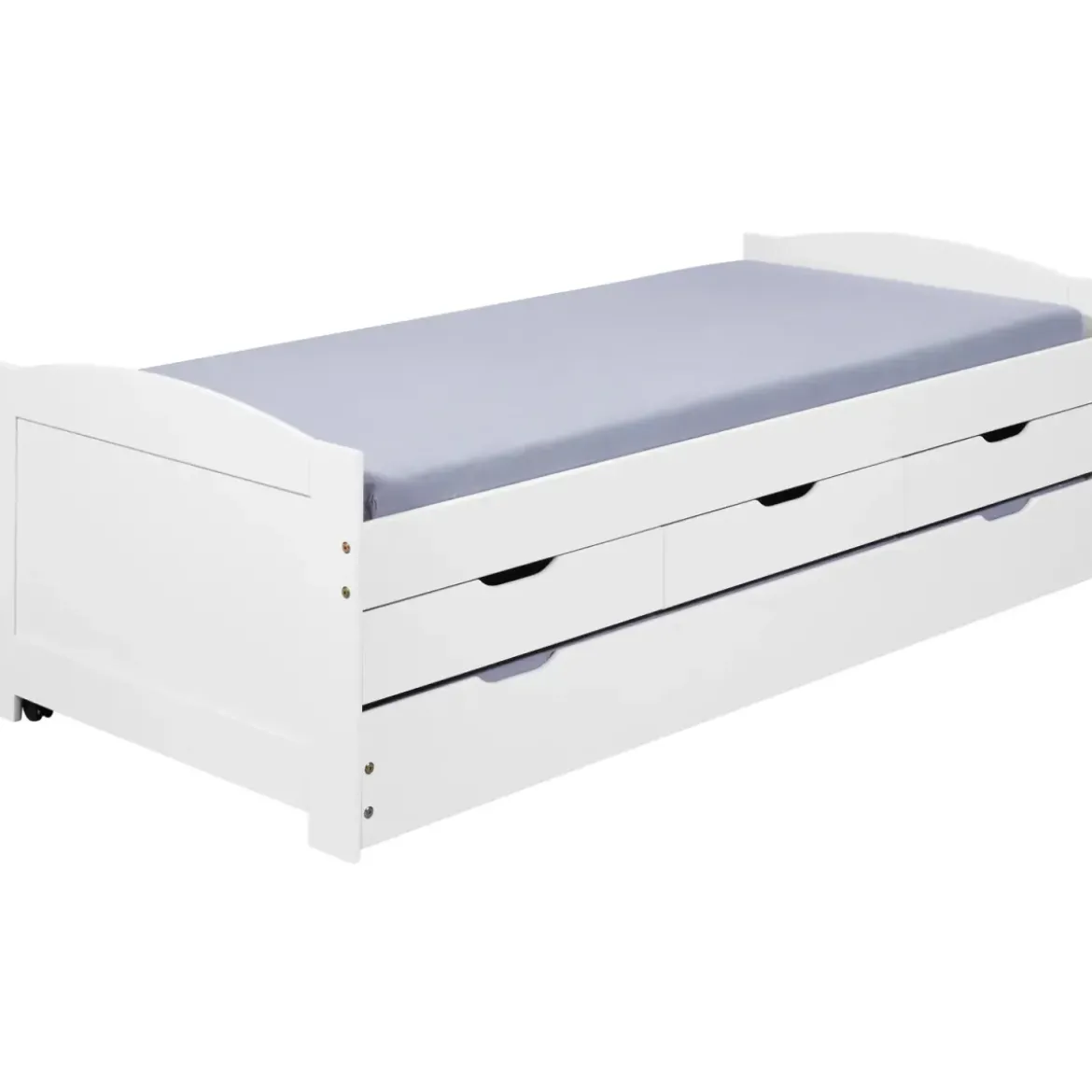 Divano Letto 2 Letti Singoli a Doghe 90x190 con Cassetti Contenitore Estraibile