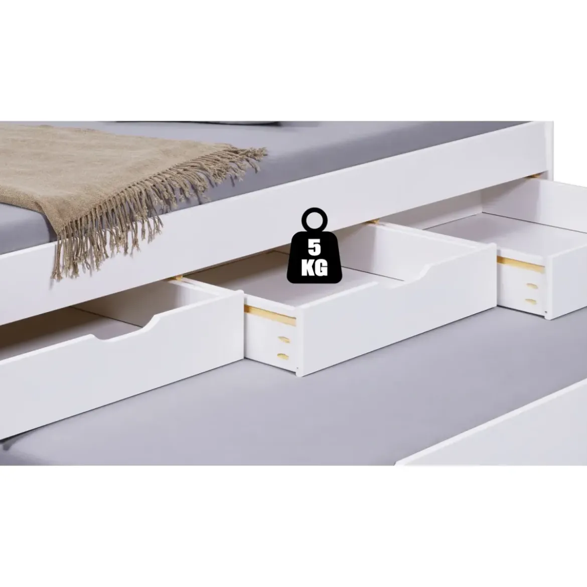 Divano Letto 2 Letti Singoli a Doghe 90x190 con Cassetti Contenitore Estraibile