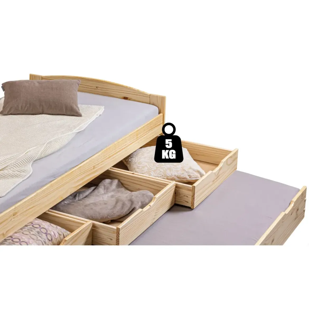 Divano Letto 2 Letti Singoli a doghe 90x200 con Cassetti Contenitore Estraibile