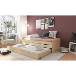 Divano Letto 2 Letti Singoli a doghe 90x200 con Cassetti Contenitore Estraibile