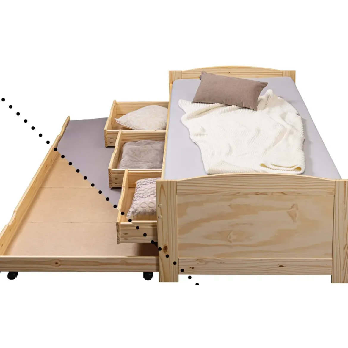 Divano Letto 2 Letti Singoli a doghe 90x200 con Cassetti Contenitore Estraibile