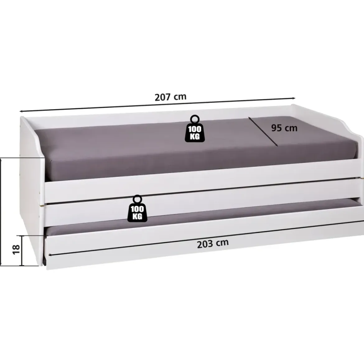 Divano Letto 90x200 3 Letti Singoli a Doghe Matrimoniale Estraibile Cameretta