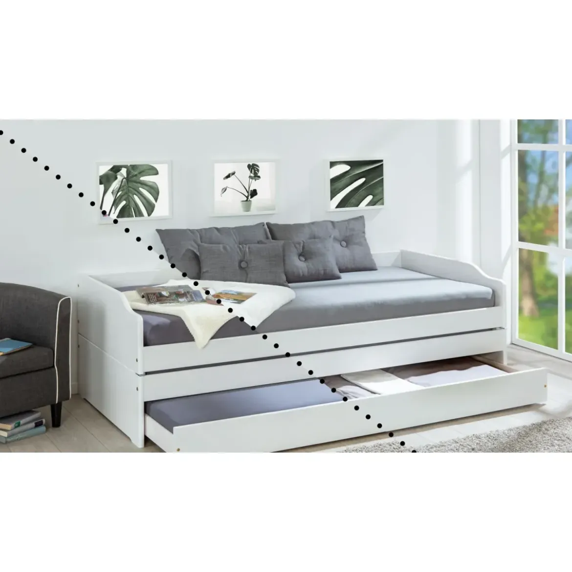 Divano Letto 90x200 3 Letti Singoli a Doghe Matrimoniale Estraibile Cameretta