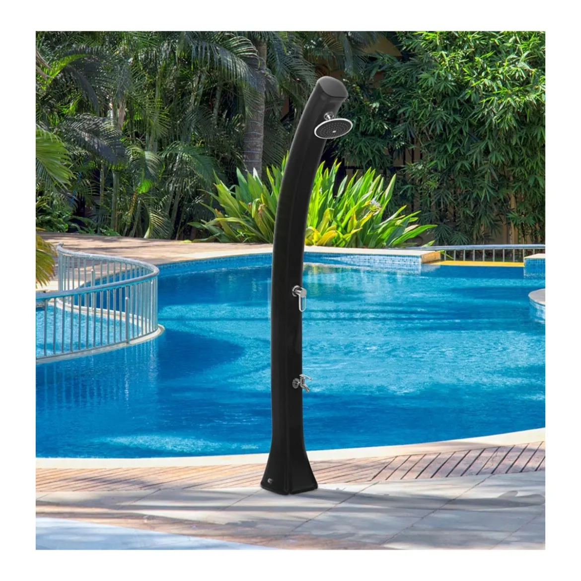Doccia Solare da Giardino 44 litri Blu Miscelatore per Esterno Piscina Campeggio