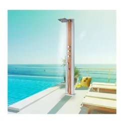 Doccia Solare in Alluminio inox 40 litri Ibrida Acqua Calda da Giardino Esterno