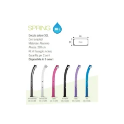 Doccia Solare in Alluminio Inox 30 litri per Esterno Giardino Piscina Campeggio