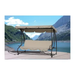 Dondolo 3 Posti Reclinabile Letto da Giardino Sofa Terrazzo Cuscini Telo Esterno