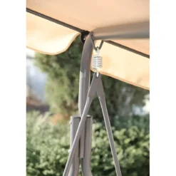 Dondolo 3 Posti Telo Beige in Acciaio da Esterno Balcone Giardino