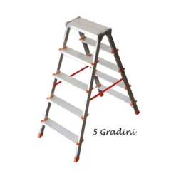 Facal Scala Doppia Alluminio Scaletta 5 Gradini Richiudibile Sgabello Da Interno
