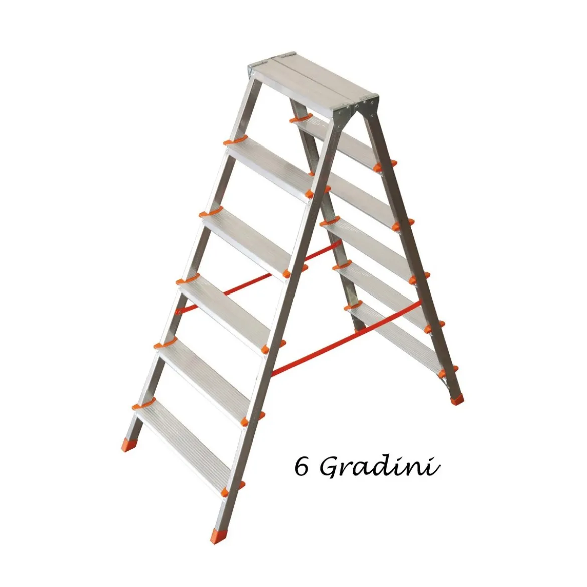 Facal Scala Doppia Alluminio Scaletta 6 Gradini Richiudibile Sgabello Da Interno