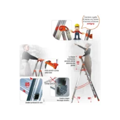 Facal Scala 8 Gradini Alluminio Doppia a Forbice Professionale Scaletta Interno