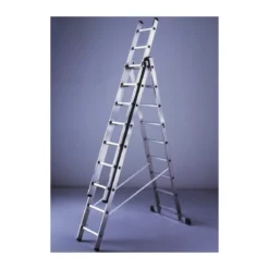 Facal Scala in Alluminio da Appoggio Cavalletto Libretto Multiuso 9 Gradini
