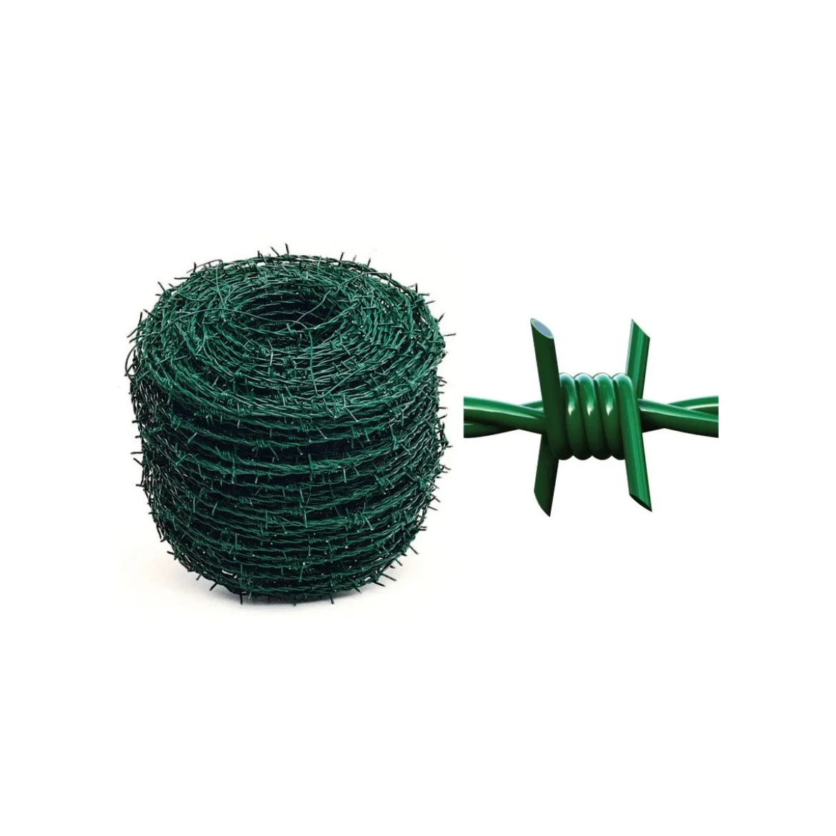 Filo di ferro Spinato 2.2 Plastificato Verde 180 Mt Recinzione Rete in Acciaio