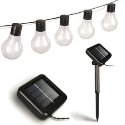 Filo Luci per Gazebo Pergole Energia Solare 40 LED 12W Luce Calda 10m