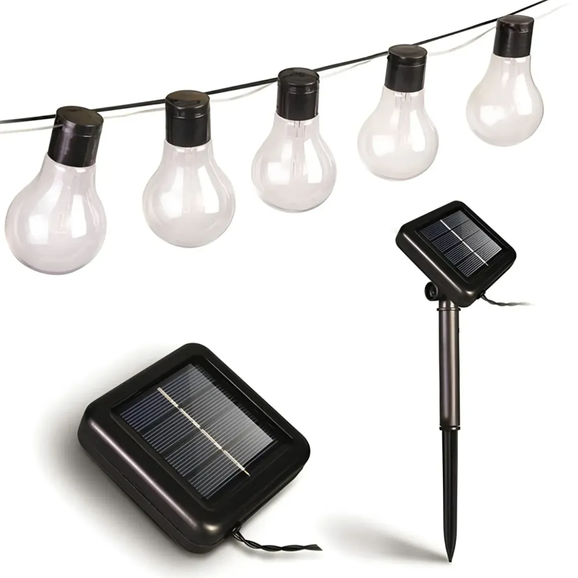 Filo Luci per Gazebo Pergole Energia Solare 40 LED 12W Luce Calda 10m
