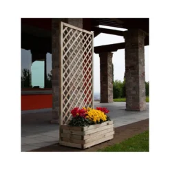 Fioriera con Grigliato 120 Balcone Vaso Spalliera Legno Rettangolare Portavaso